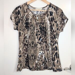 Jon & Anna Contemporary Animal Print Top Chain Neckline Size M